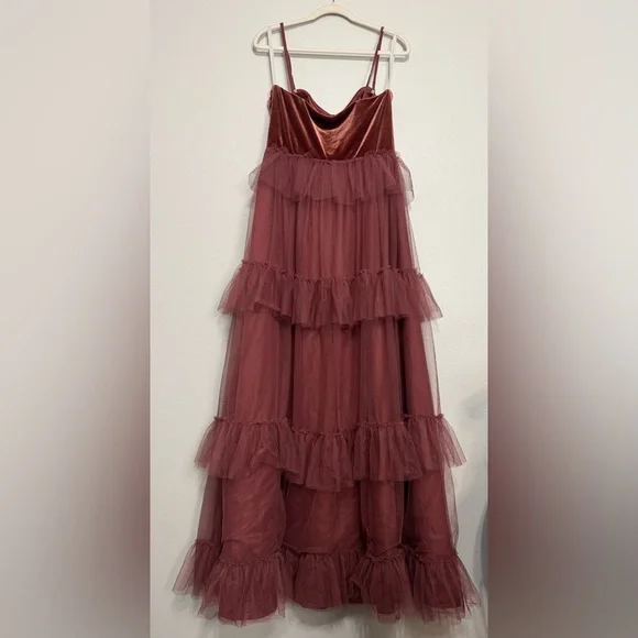 Revelry Frankie Convertible Velvet + Tulle Dress in Dusty Rose / Rosewood - 12 - Picture 5 of 11